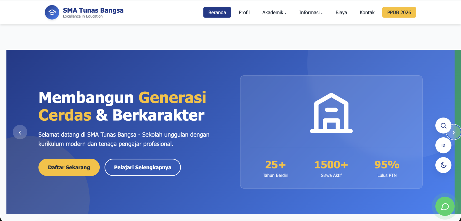 Template Website Sekolah Modern & Responsif 15 Halaman Siap Pakai